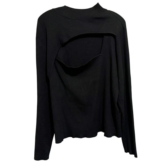 Bar III Black Stretch Ribbed Plus Size 4X Chest Cutout Long Sleeve Sweater NEW - Picture 2 of 7